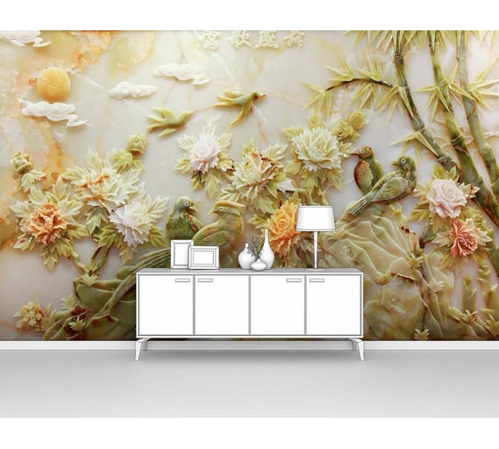 Изображение товара Фотообои "Нефритовые райские птички" 200x125 ШxВ ООО Первое ателье pw95292-2