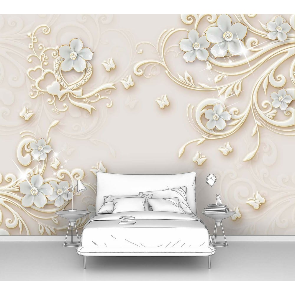 Изображение товара Фотообои 3d абстракции цветы Объемные цветы с завитушками 400x300 см