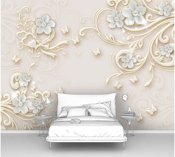 Изображение товара Фотообои 3d абстракции цветы "Объемные цветы c завитушками" 400x300 ШxВ ООО Первое ателье pw94730-4