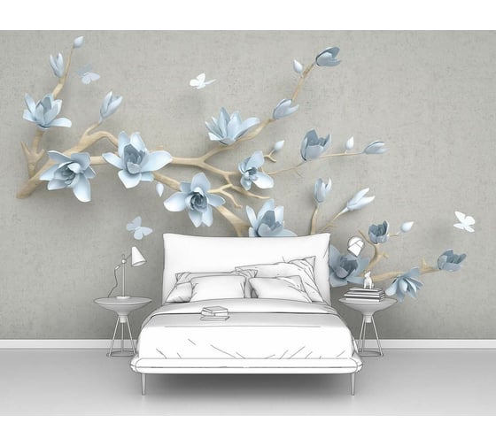 Изображение товара Фотообои цветы "Голубая магнолия на ветке" 300x190 ШxВ ООО Первое ателье pw147379-3