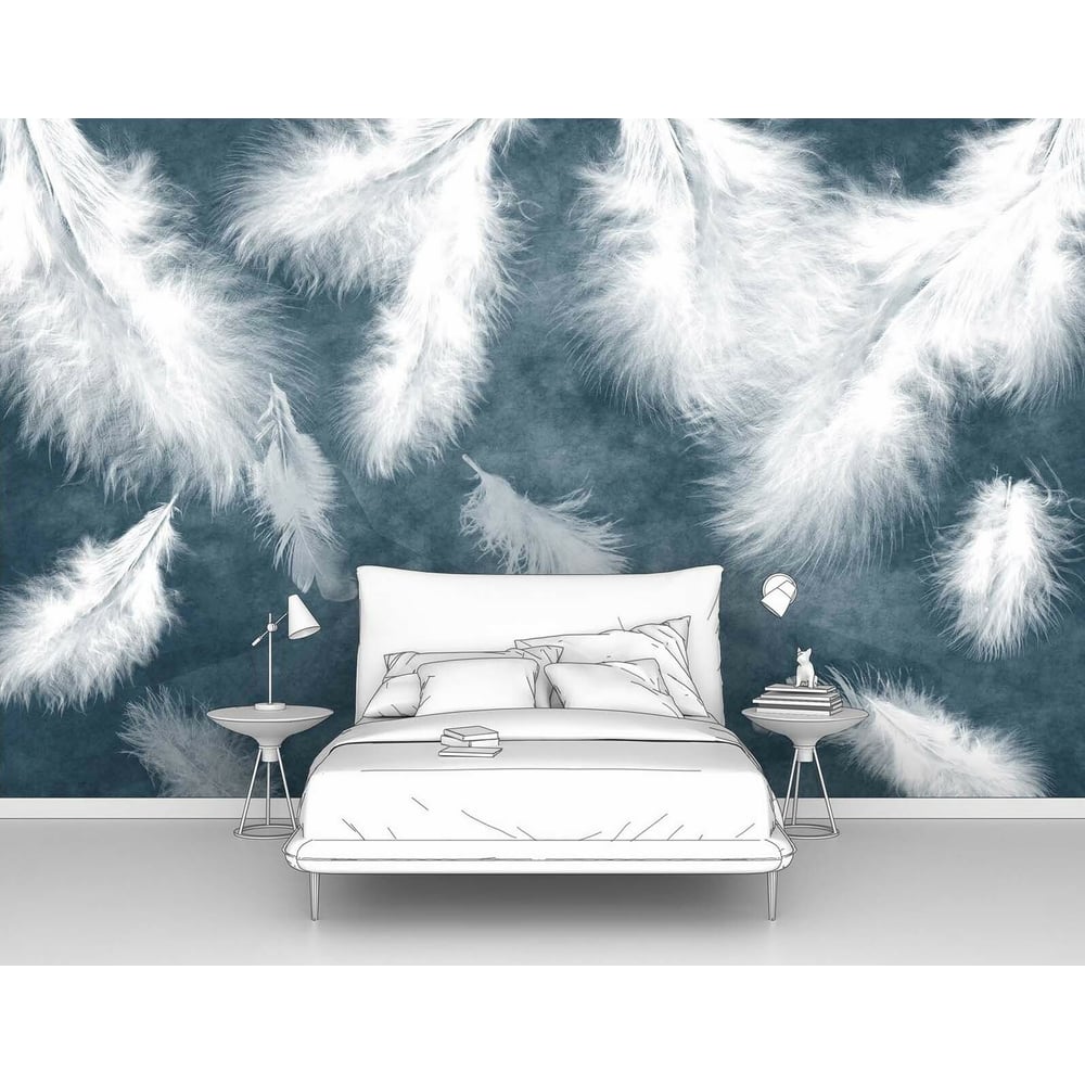 Изображение товара Фотообои перья лофт Пушистые перья на темно-сером фоне 160x100 см