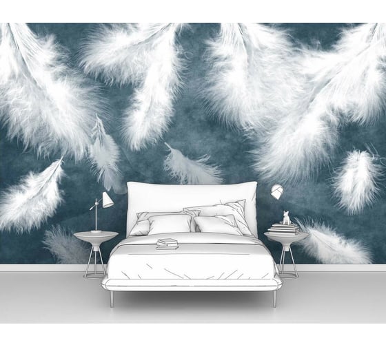 Изображение товара Фотообои перья лофт "Пушистые перья на темно-сером фоне" 160x100 ШxВ ООО Первое ателье pw140477-1