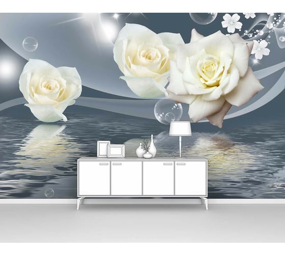 Изображение товара Фотообои 3d абстракции цветы "Розы. Отражение в воде" 400x265 ШxВ ООО Первое ателье pw95555-4