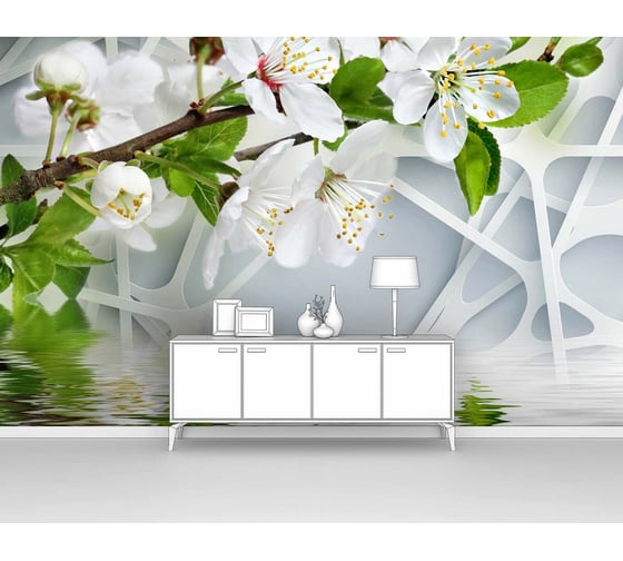 Изображение товара Фотообои "Ветка яблони над водой" 200x125 ШxВ ООО Первое ателье pw95475-2