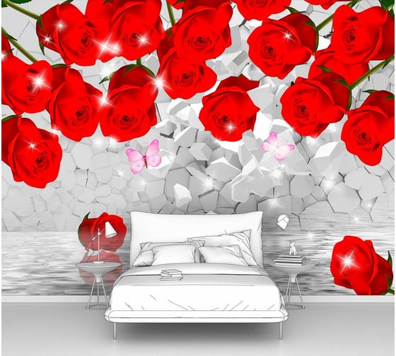Изображение товара Фотообои 3d абстракции цветы "Бутоны роз над водой" 135x100 ШxВ ООО Первое ателье pw95716-1