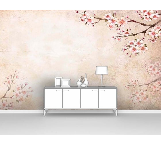 Изображение товара Фотообои сакура "Фреска с сакурой" 300x190 ШxВ ООО Первое ателье pw95330-3