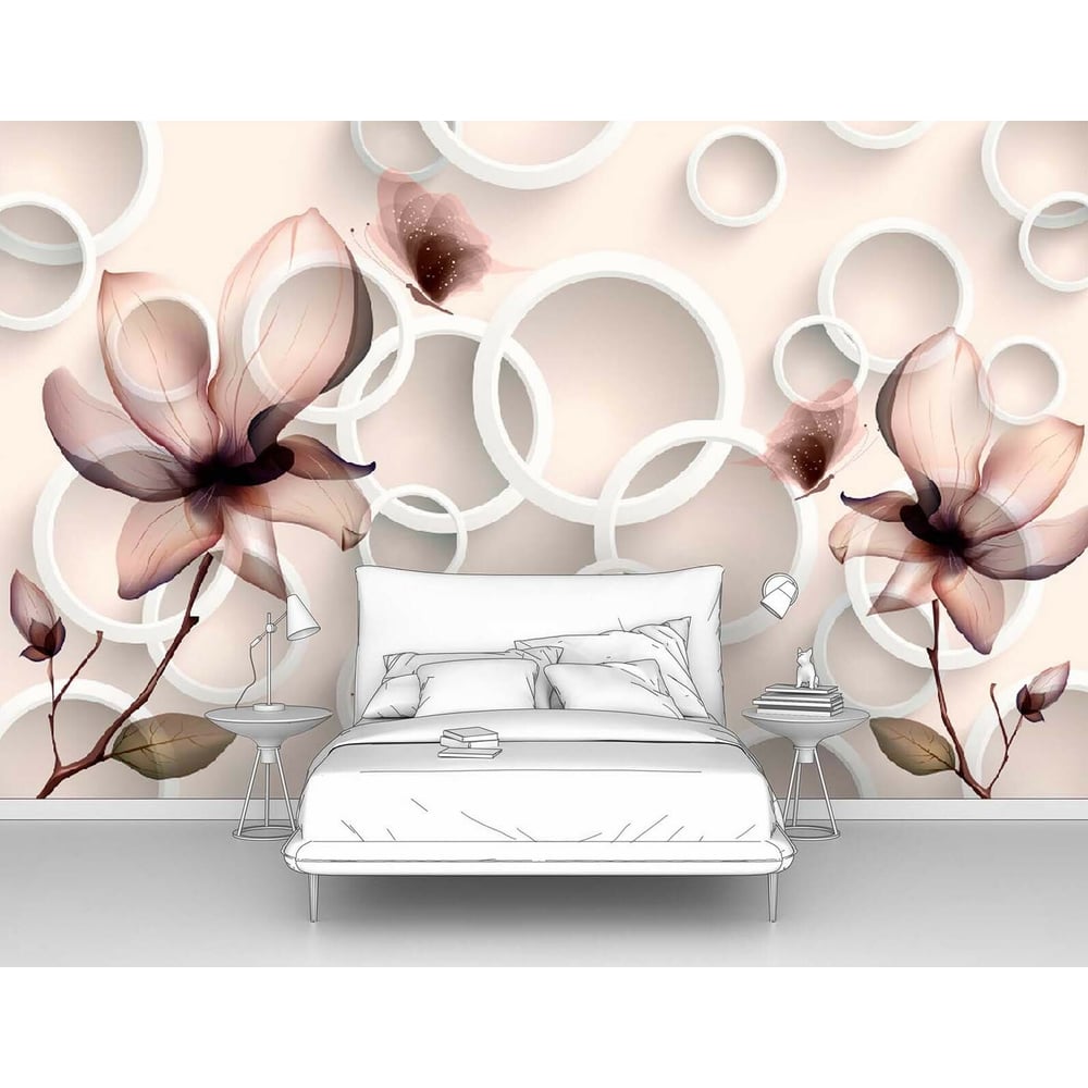 Изображение товара Фотообои 3d абстракции цветы Круги с цветами 400x250