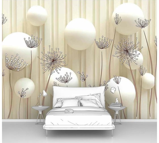 Изображение товара Фотообои 3d абстракции цветы "Шары с цветочными зонтиками" 130x100 ШxВ ООО Первое ателье pw96046-1