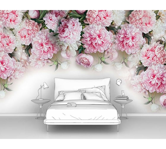 Изображение товара Фотообои цветы "Пионы в верхней части" 400x250 ШxВ ООО Первое ателье pw96023-4