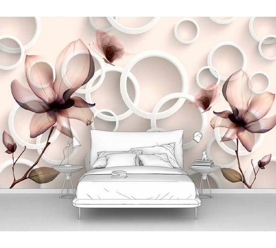 Изображение товара Фотообои 3d абстракции цветы "Круги с цветами" 300x190 ШxВ ООО Первое ателье pw95832-3