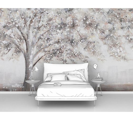 Изображение товара Фотообои "Нарисованное цветущее дерево" 160x100 ШxВ ООО Первое ателье pw96242-1