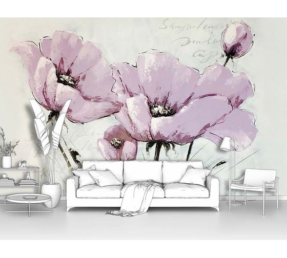 Изображение товара Фотообои цветы "Сиреневые маки" 400x250 ШxВ ООО Первое ателье pw95996-4