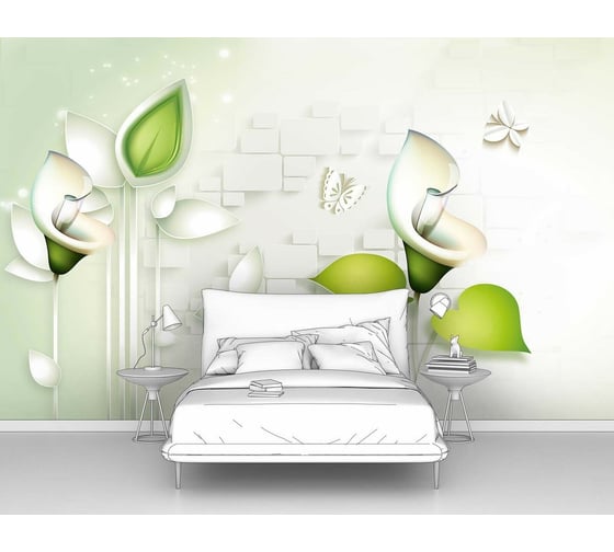 Изображение товара Фотообои 3d абстракции цветы "Две абстрактные каллы" 160x100 ШxВ ООО Первое ателье pw95955-1