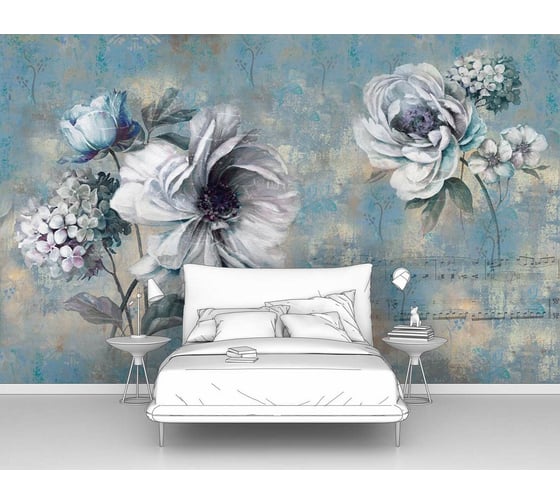 Изображение товара Фотообои "Цветы нарисованные на стене" 160x100 ШxВ ООО Первое ателье pw95931-1