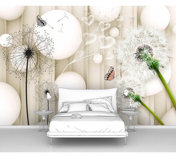 Изображение товара Фотообои 3d абстракции цветы "Одуванчики с шарами" 200x140 ШxВ ООО Первое ателье pw96126-2