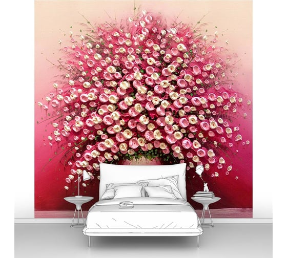 Изображение товара Фотообои цветы "Пышный букет в красной вазе" 300x300 ШxВ ООО Первое ателье pw96334-3