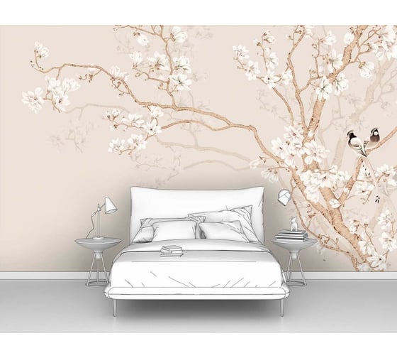 Изображение товара Фотообои япония "Японские птички на ветке" 400x250 ШxВ ООО Первое ателье pw96104-4
