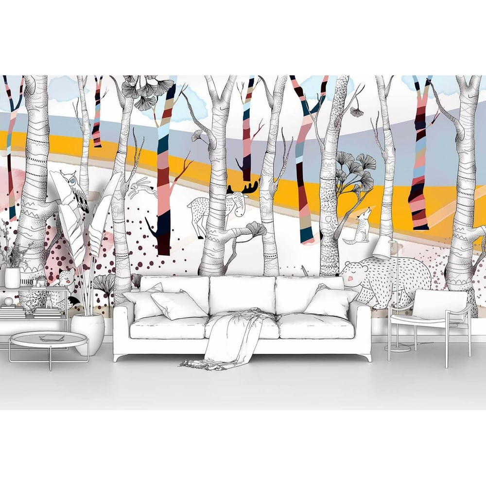 Изображение товара Фотообои лес животные цветной лес 400x200 см Первое ателье pw109482-4