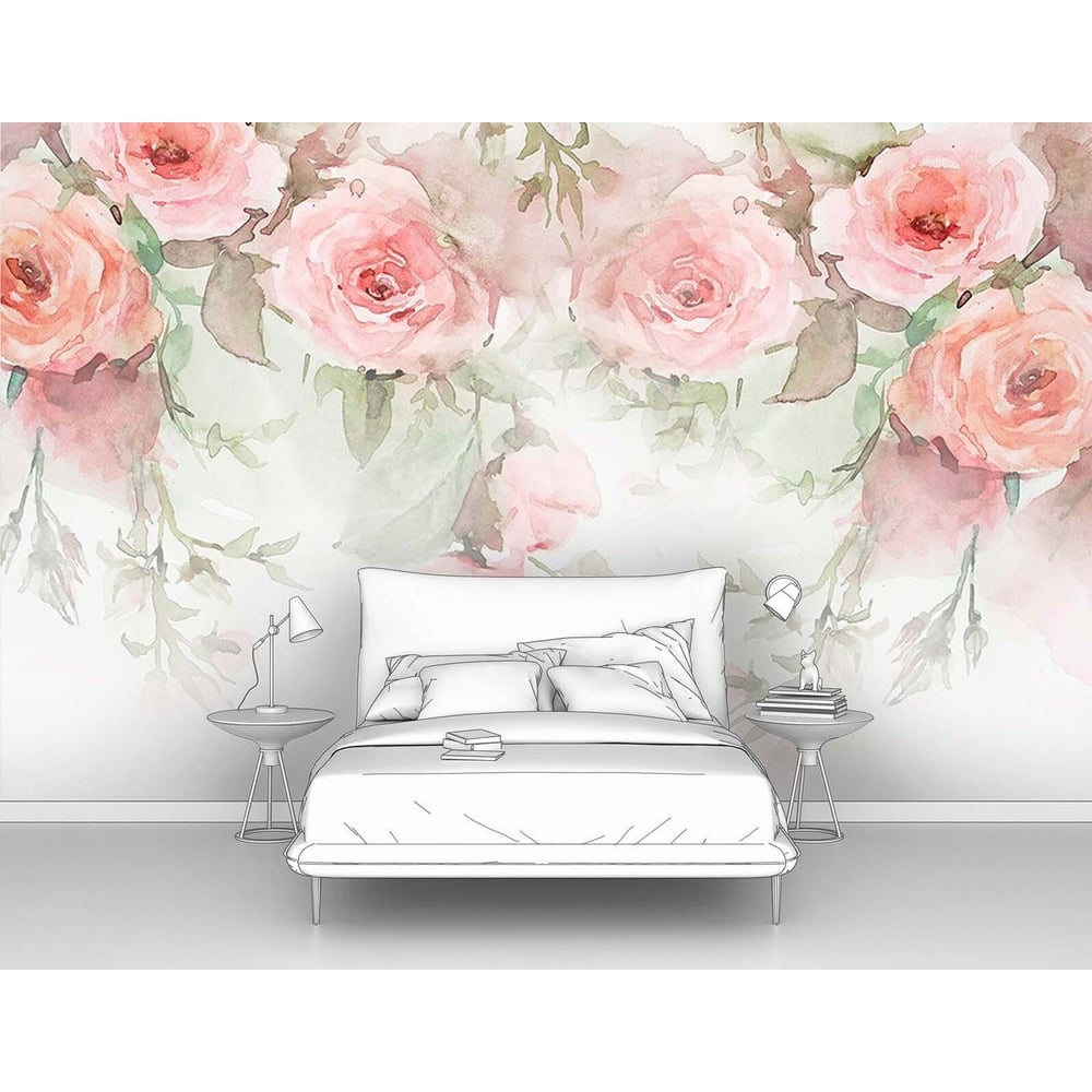 Изображение товара Фотообои Розы написанные акварелью 160x100 см, винил, флизелин
