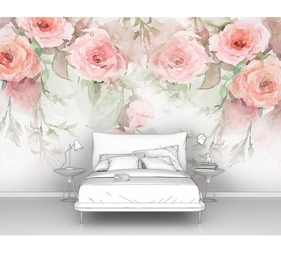 Изображение товара Фотообои "Розы написанные акварелью" 300x190 ШxВ ООО Первое ателье pw96654-3