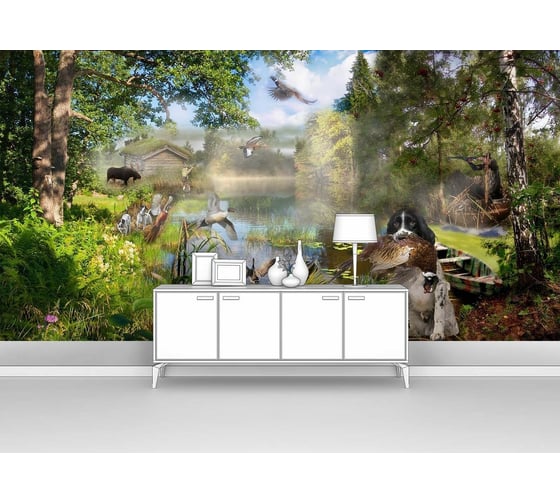 Изображение товара Фотообои "Разнообразные животные в лесу, охота" 200x100 ШxВ ООО Первое ателье pw68854-2