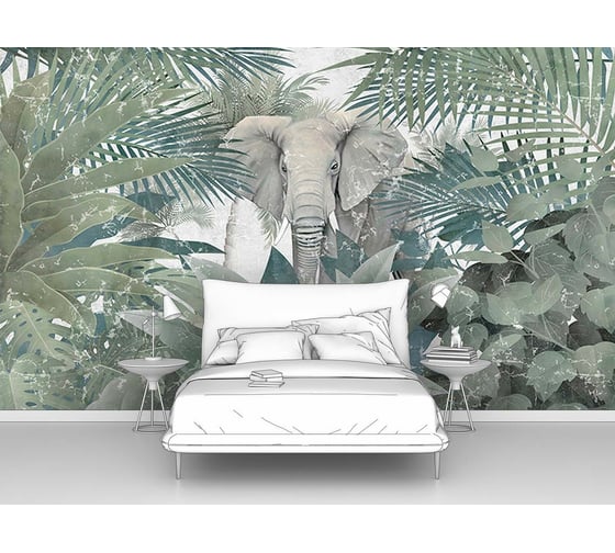 Изображение товара Фотообои джунгли животные "Слон в зарослях" 170x100 ШxВ ООО Первое ателье pw96814-1