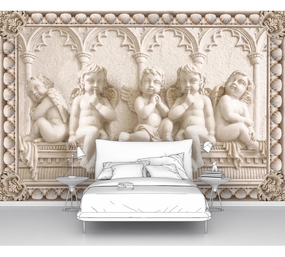 Изображение товара Фотообои 3d "Барельеф с ангелочками" 400x270 ШxВ ООО Первое ателье pw78692