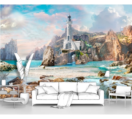 Изображение товара Фотообои море "Маяк на скалистом берегу" 400x280 ШxВ ООО Первое ателье pw78614