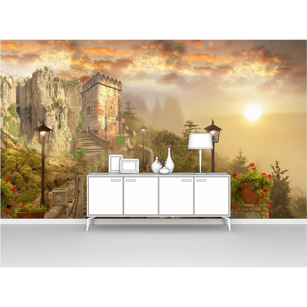 Изображение товара Фотообои природа "Дорога к замку на закате" 200x115 ШxВ ООО Первое ателье pw28833-2