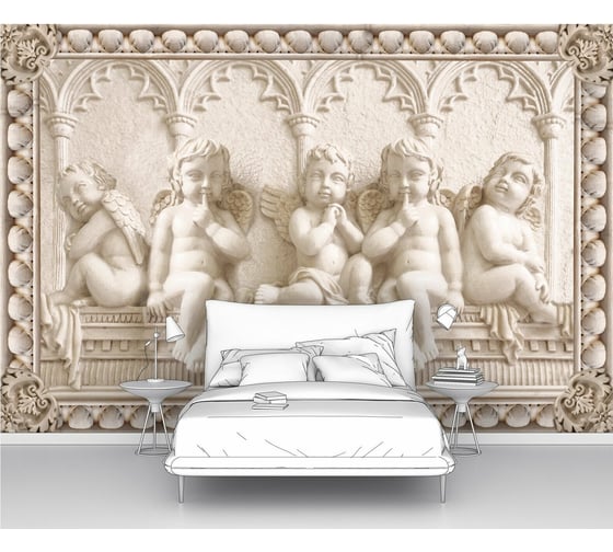 Изображение товара Фотообои 3d "Барельеф с ангелочками" 200x130 ШxВ ООО Первое ателье pw78692-2