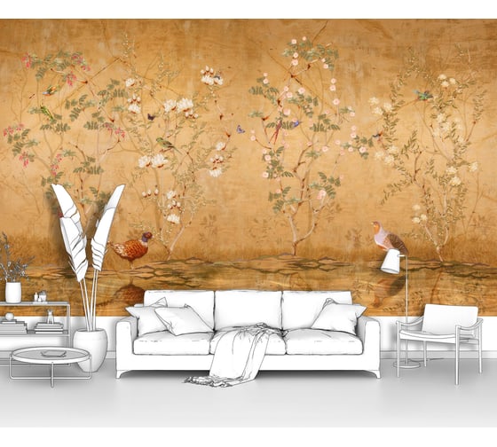 Изображение товара Фотообои розы "Птицы на ветках цветущих кустов роз" 300x180 ШxВ ООО Первое ателье pw94458-3