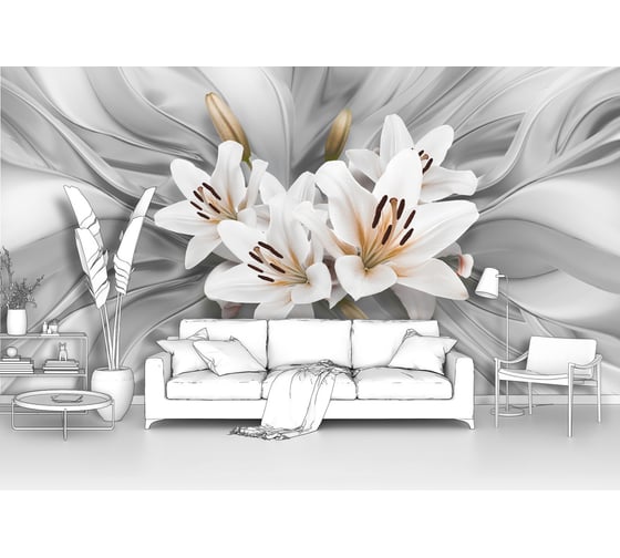 Изображение товара Фотообои ООО Первое ателье 3d абстракции цветы "Три лилии в центре на ткани" 200x100 ШxВ pw141502-2
