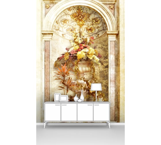 Изображение товара Фотообои "Арочная ниша в античном стиле с букетом в вазоне" 100x170 ШxВ ООО Первое ателье pw141306-1