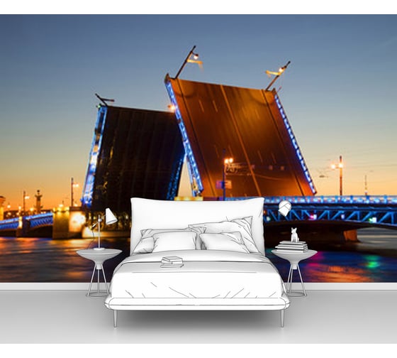 Изображение товара Фотообои город "Разведенный Дворцовый мост" 400x270 ШxВ ООО Первое ателье pw72682