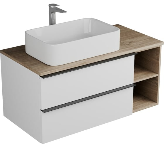 Изображение товара Тумба Veneciana SANGRO 100 под накладной умывальник, с 2-мя ящиками+ниши, белый 510011