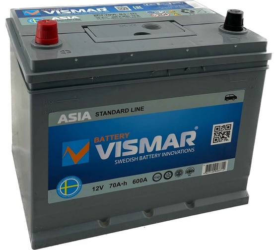Изображение товара Аккумулятор VISMAR ST ASIA 6СТ-70 L (L)-(1) 600А 260/175/225 4627129568714