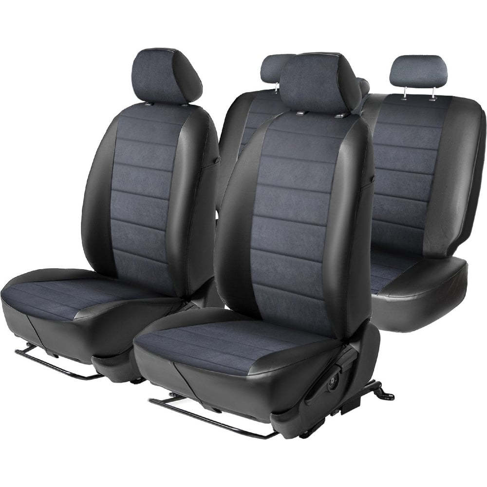 Изображение товара Авточехлы Rival Lada Granta Sd 40/60 2012-2018 черные экокожа алькантара защита салона