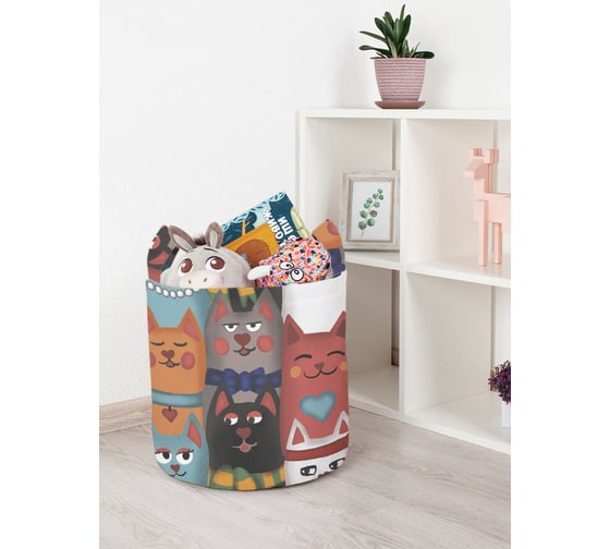 Изображение товара Корзина для игрушек JoyArty "Колоритные котики" 35x35 см  toba_378654_S