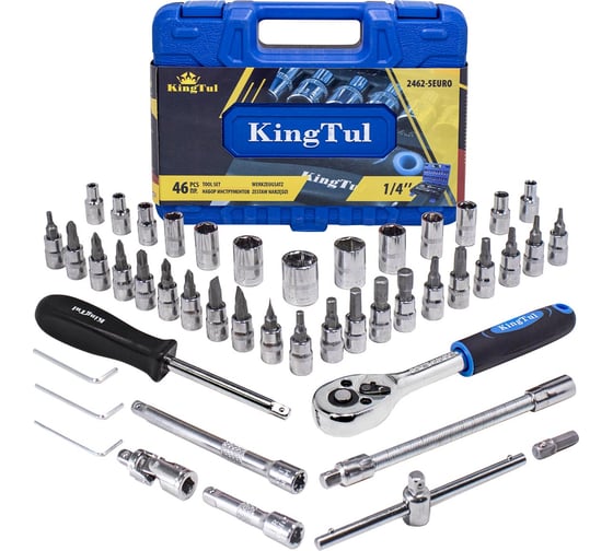 Изображение товара Набор инструмента KingTul 46пр., 1/4, 6-гран., 4-14мм KT-2462-5 EURO(51109)