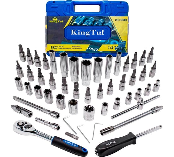 Изображение товара Набор инструмента KingTul 53пр., 1/4, 6-гран., 4-14мм, головки глубокие 6-14мм KT-2531-5 EURO(51110) KT-2531-5 EURO(51110)
