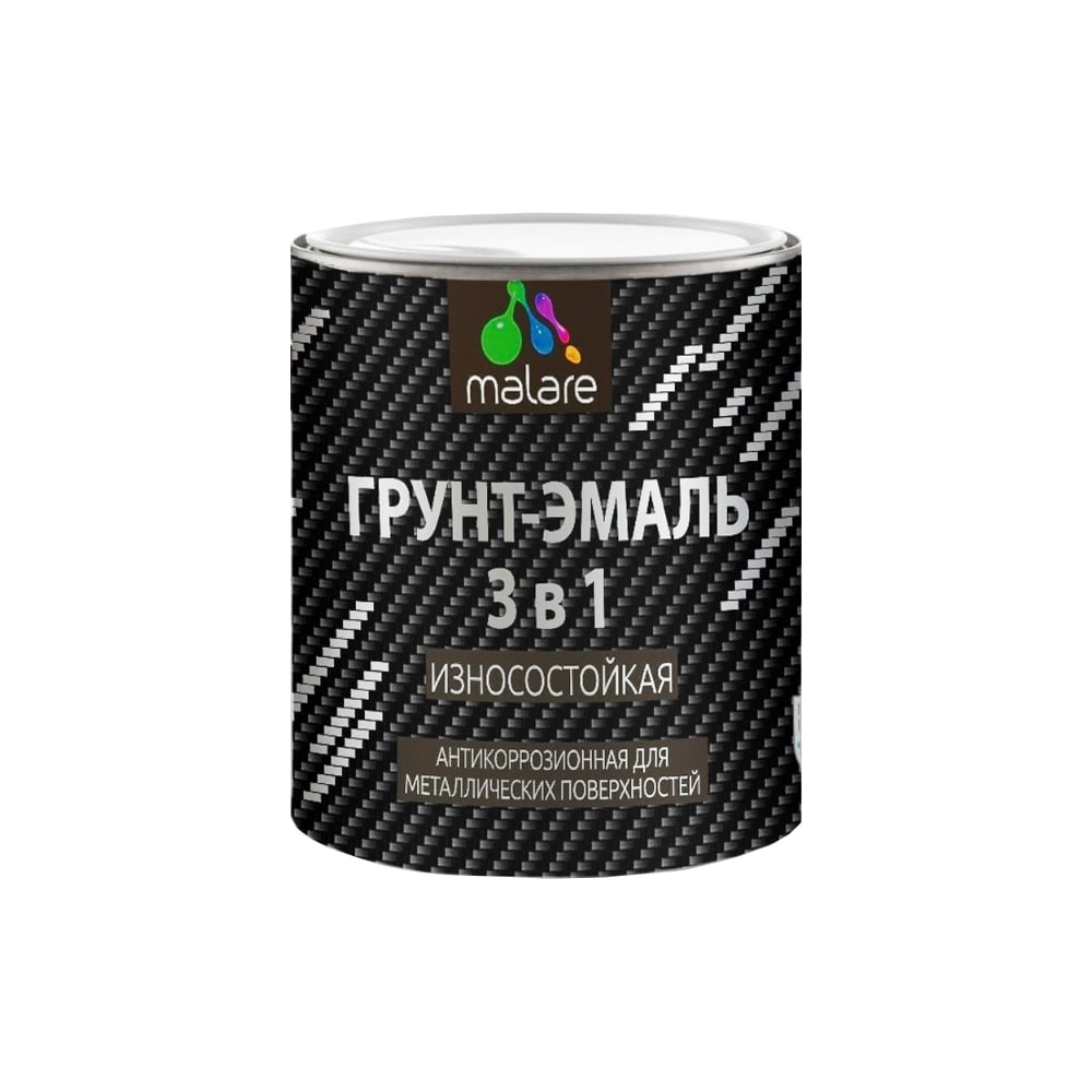 Изображение товара Грунт-Эмаль MALARE 3 в 1 по ржавчине полуматовая вишнево-бордовая 0.9 кг