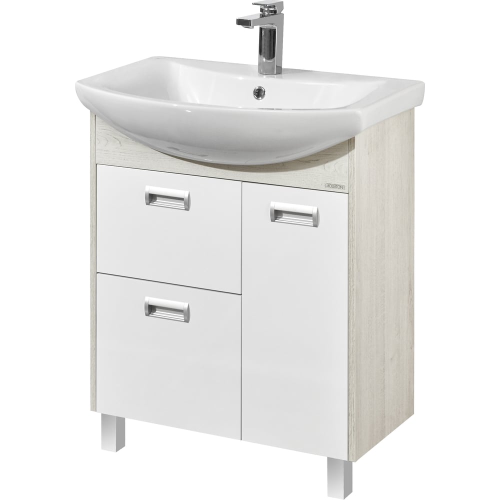 Изображение товара Тумба AQUATON БЕККА 70 белый/Дуб Сомерсет для ванной с ящиками и полкой