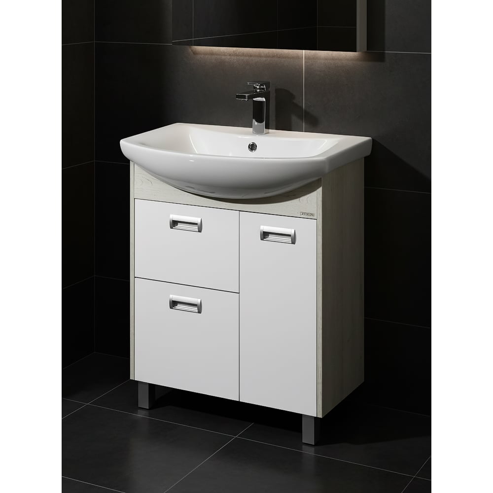 Изображение товара Тумба AQUATON БЕККА 70 белый/Дуб Сомерсет для ванной с ящиками и полкой