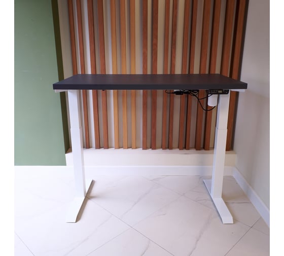 Изображение товара Стол с регулируемой высотой StolStoya МОТОР UP подстолье белое и столешница МДФ эмаль Сланцево-серая SE211I140WSS