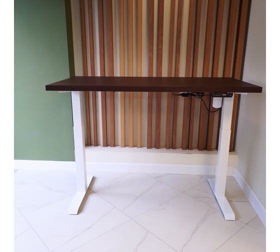 Изображение товара Стол с регулируемой высотой StolStoya МОТОР UP подстолье белое и столешница МДФ шпон Венге 120x65 SE211/120WV