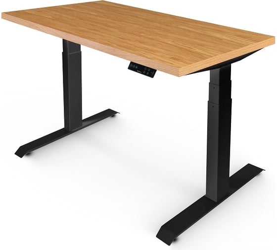 Изображение товара Стол двухмоторный с регулируемой высотой StolStoya ТИТАН подстолье черное и столешница МДФ шпон Дуб SE221IBDE12065