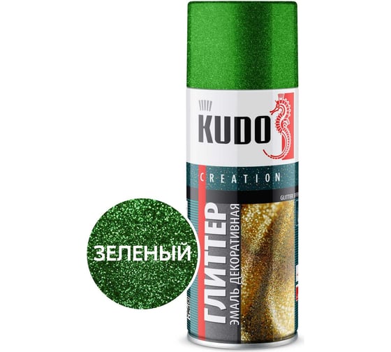 Изображение товара Эмаль декоративная KUDO Глиттер эффект Зелёный KU-C203