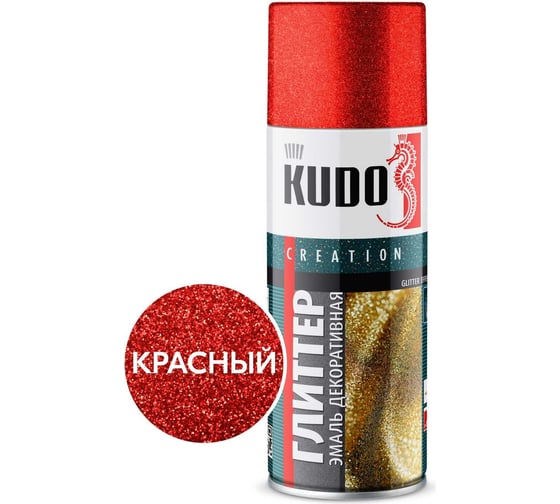Изображение товара Эмаль декоративная KUDO Глиттер эффект Красный KU-C204
