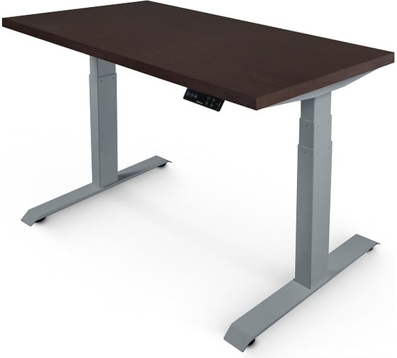 Изображение товара Стол двухмоторный с регулируемой высотой StolStoya ТИТАН подстолье серое и столешница МДФ шпон Венге SE221ISV14070