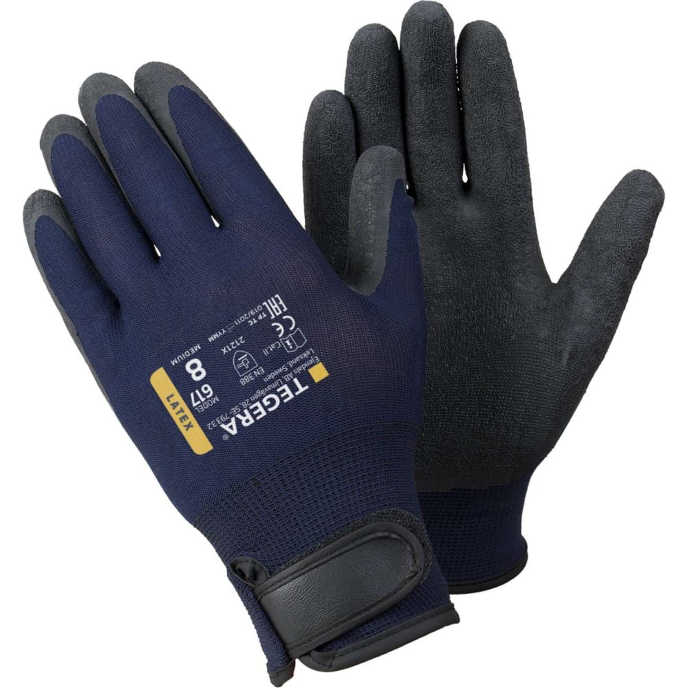 Купить Защитные перчатки TEGERA, 617-8, серый/черный, нейлон, латекс